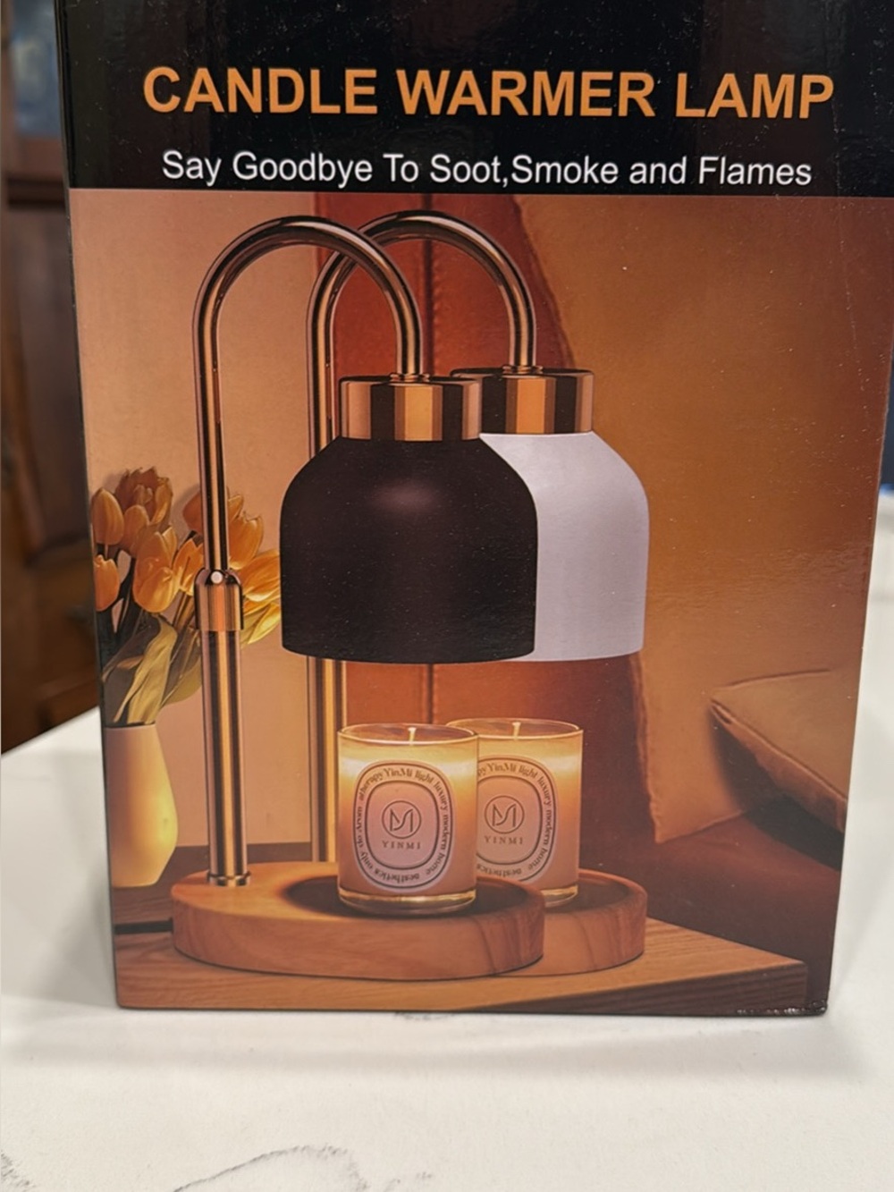 Candle Warmer Lamp - Black & White Dual Shades